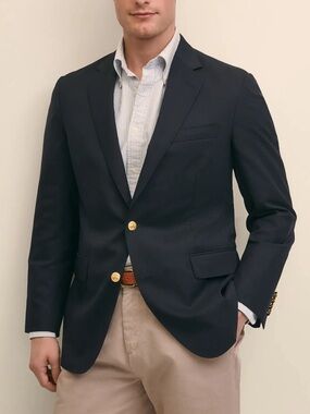 Brooks Brothers Navy Blazer Mens 41S Sport Coat 100% Wool Jacket Office Preppy